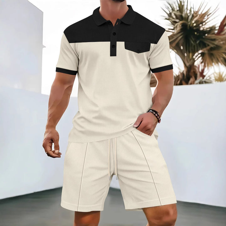 Herren modiskt Polo-Shirt med korta byxor Mirla-Eva Jonsson