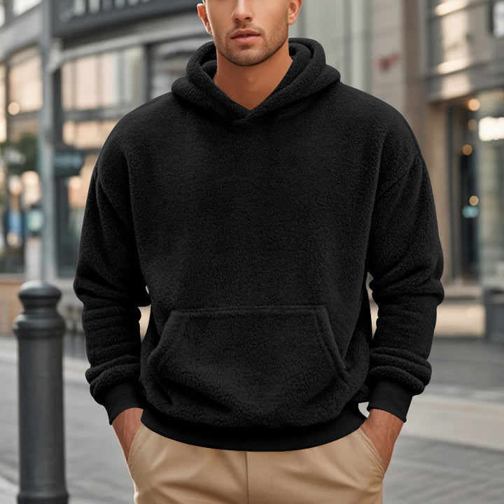Herren oversized fleece hoodie med känguruficka och bekväm passform Eva Jonsson-Eva Jonsson