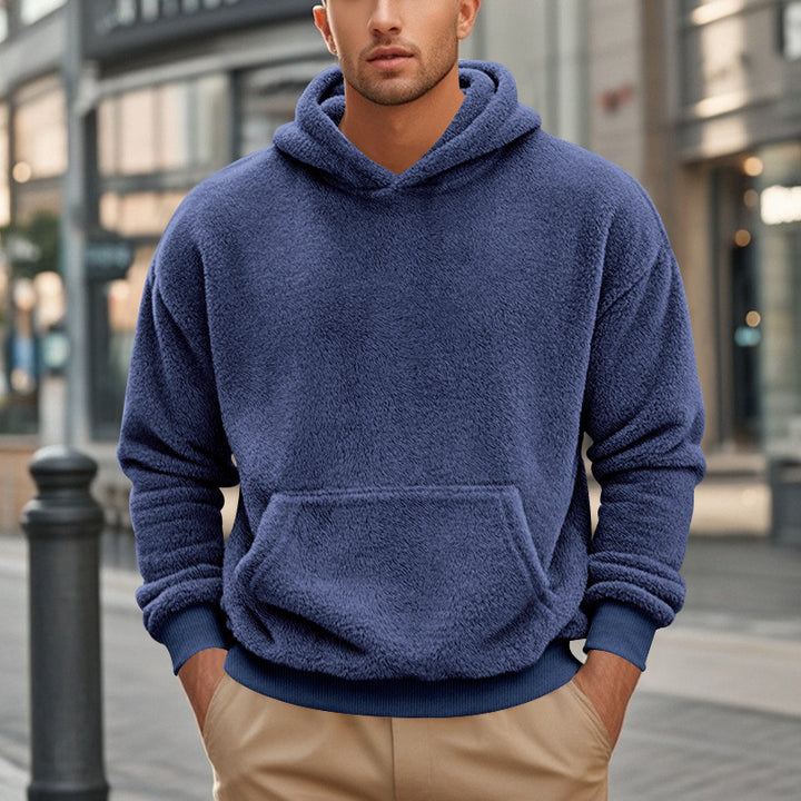 Herren oversized fleece hoodie med känguruficka och bekväm passform Mirla-Eva Jonsson
