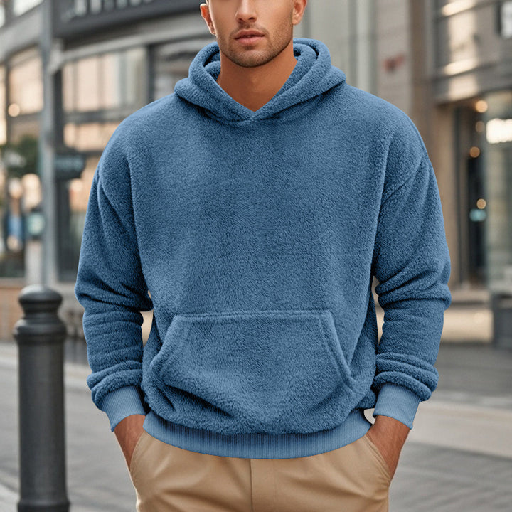 Herren oversized fleece hoodie med känguruficka och bekväm passform Mirla-Eva Jonsson