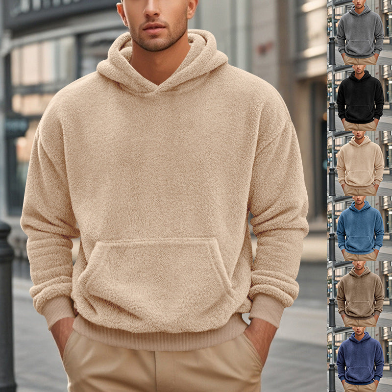 Herren oversized fleece hoodie med känguruficka och bekväm passform Mirla-Eva Jonsson