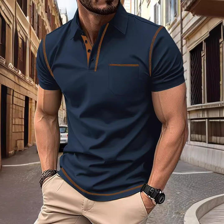 Herren polo shirt med elegant ståkrage och moderna detaljer Eva Jonsson-Eva Jonsson