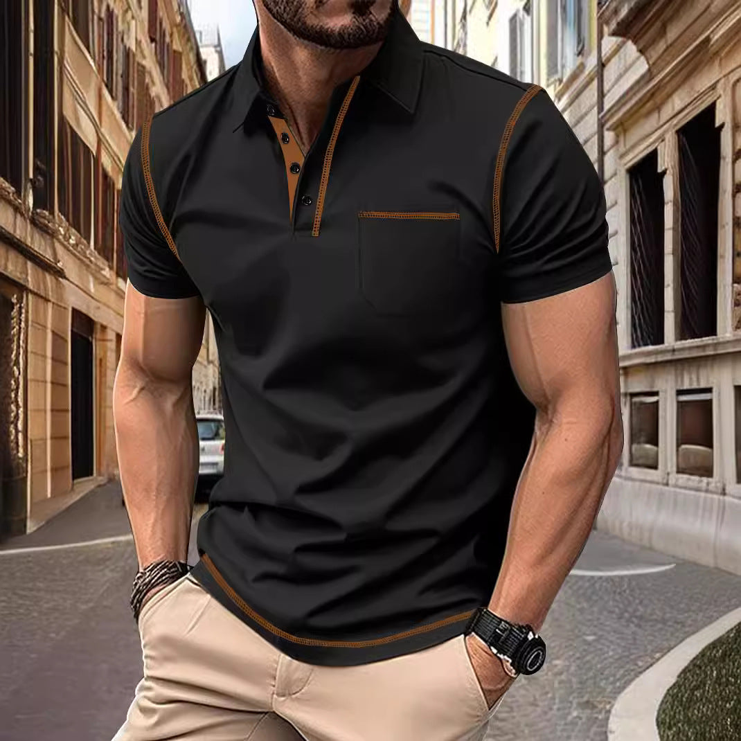 Herren polo shirt med elegant ståkrage och moderna detaljer Eva Jonsson-Eva Jonsson