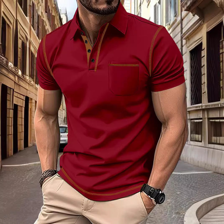 Herren polo shirt med elegant ståkrage och moderna detaljer Mirla-Eva Jonsson