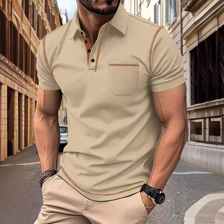 Herren polo shirt med elegant ståkrage och moderna detaljer Mirla-Eva Jonsson