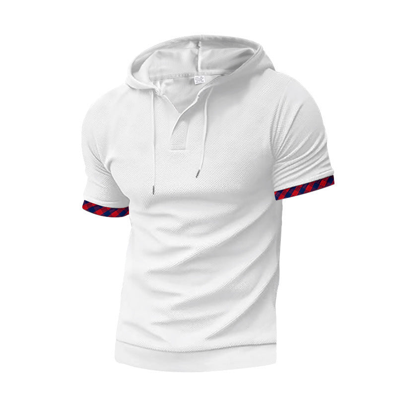 Herren polo shirt med huva och dekorativ ärmslut Mirla-Eva Jonsson