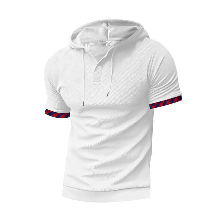 Herren polo shirt med huva och dekorativ ärmslut Mirla-Eva Jonsson