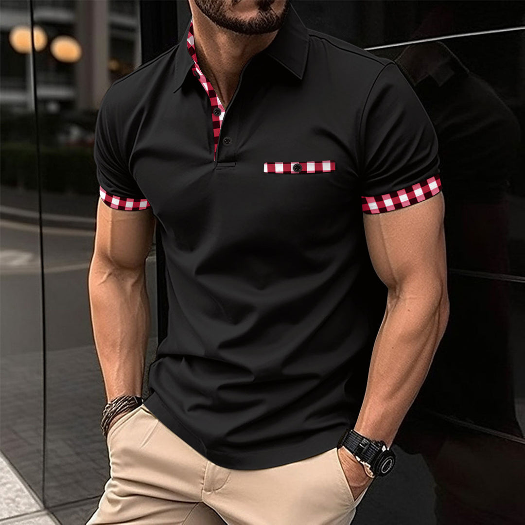Herren polo shirt med innovativ krage- och fickdetalj Mirla-Eva Jonsson