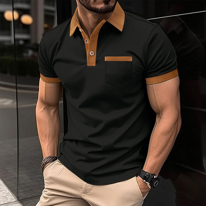 Herren polo-shirt med kontrasterande krage och bröstficka Mirla-Eva Jonsson