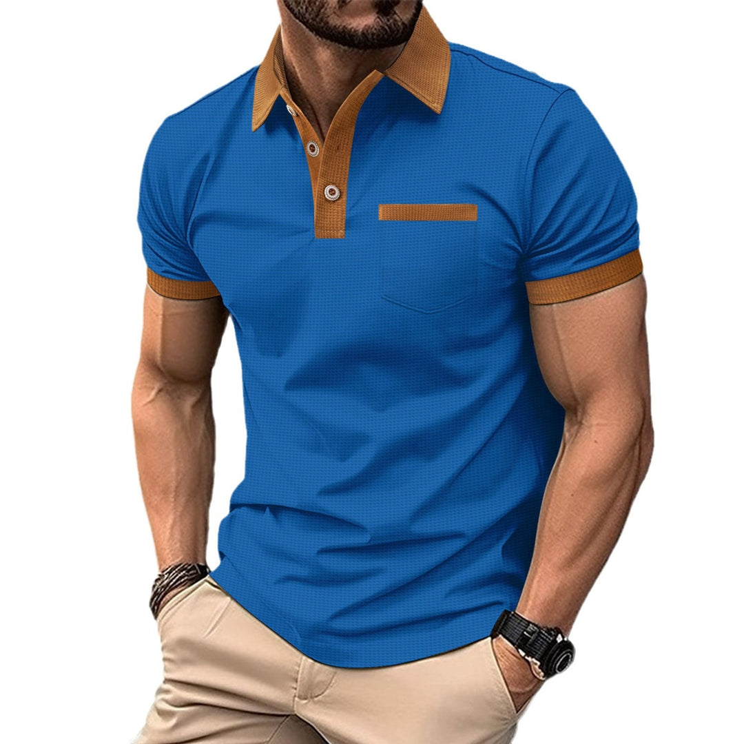 Herren polo-shirt med kontrasterande krage och bröstficka Mirla-Eva Jonsson