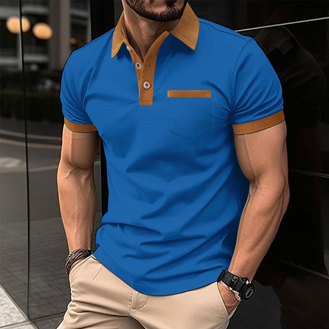 Herren polo-shirt med kontrasterande krage och bröstficka Mirla-Eva Jonsson
