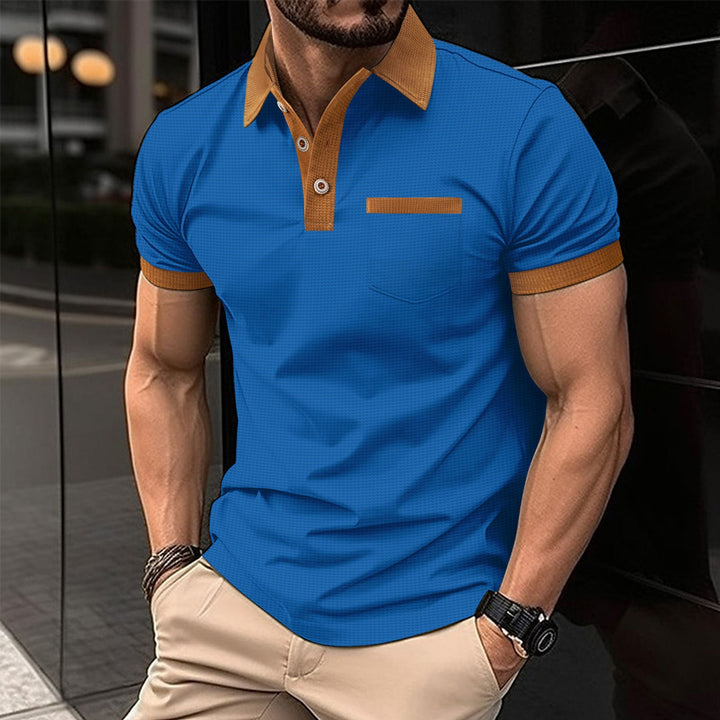 Herren polo-shirt med kontrasterande krage och bröstficka Mirla-Eva Jonsson
