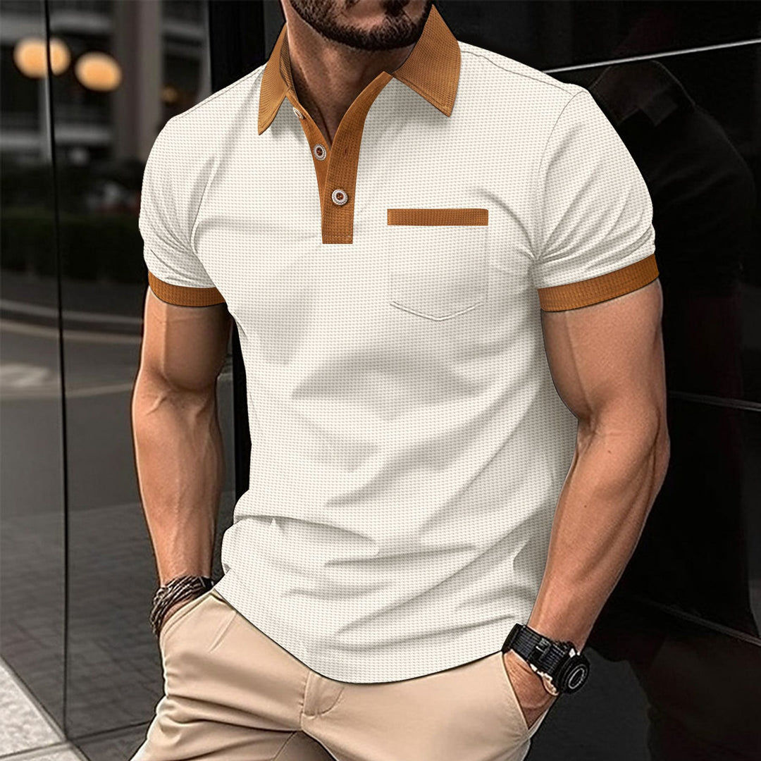 Herren polo-shirt med kontrasterande krage och bröstficka Mirla-Eva Jonsson