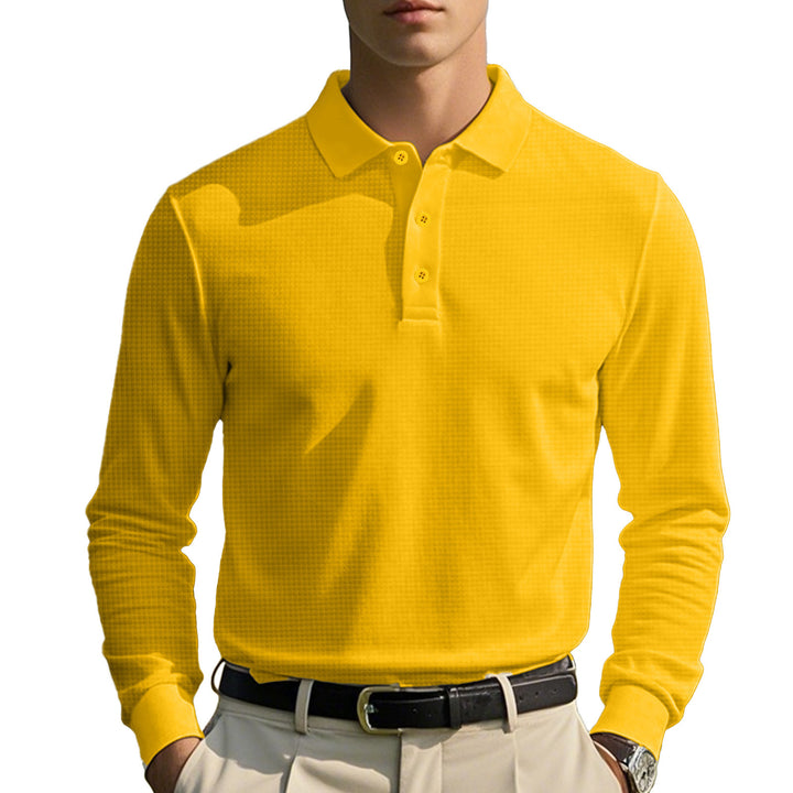 Herren polo shirt med lång ärm och klassisk krage Mirla-Eva Jonsson
