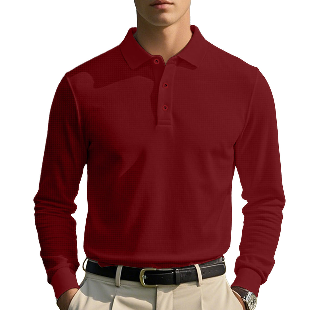 Herren polo shirt med lång ärm och klassisk krage Mirla-Eva Jonsson