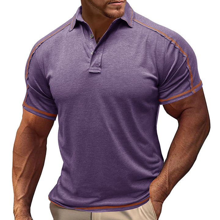 Herren polo-shirt med moderiktiga kontrast sömmar Mirla-Eva Jonsson