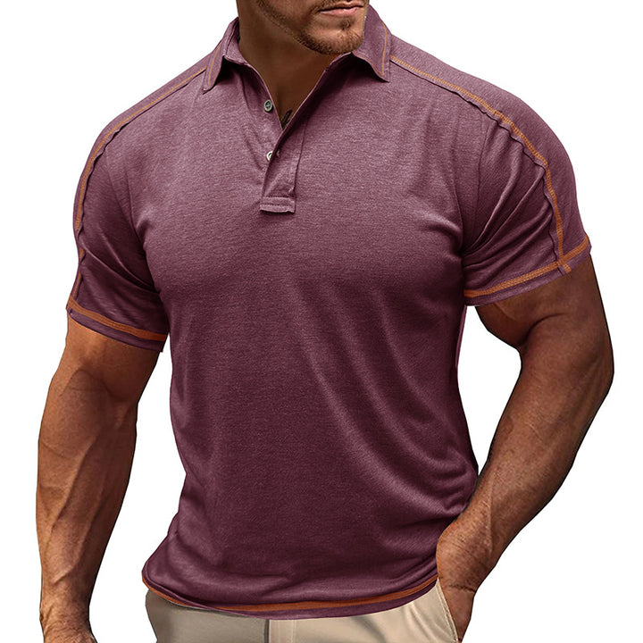 Herren polo-shirt med moderiktiga kontrast sömmar Mirla-Eva Jonsson