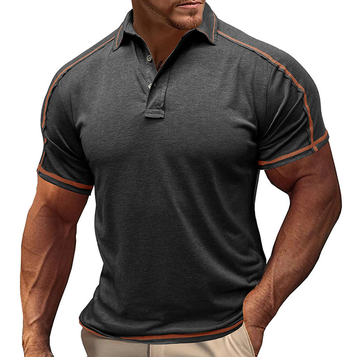Herren polo-shirt med moderiktiga kontrast sömmar Mirla-Eva Jonsson