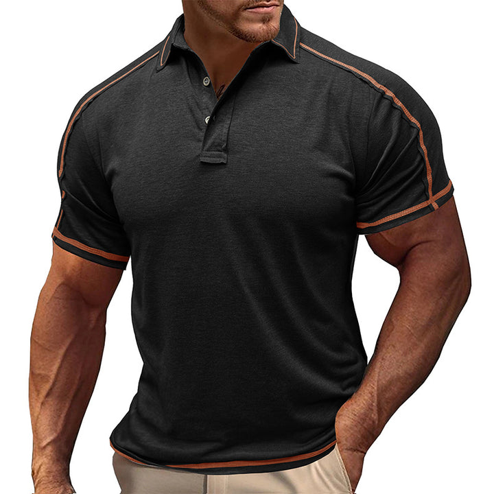Herren polo-shirt med moderiktiga kontrast sömmar Mirla-Eva Jonsson