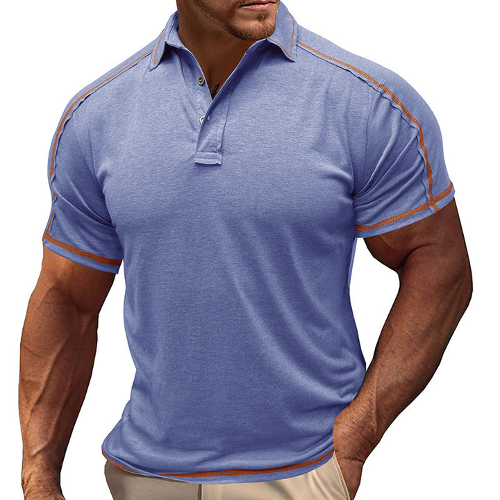 Herren polo-shirt med moderiktiga kontrast sömmar Mirla-Eva Jonsson
