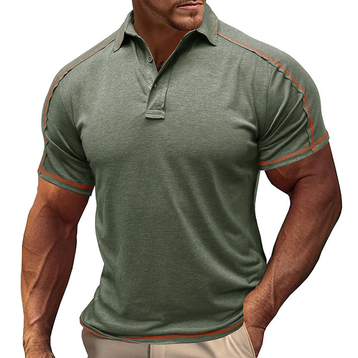 Herren polo-shirt med moderiktiga kontrast sömmar Mirla-Eva Jonsson