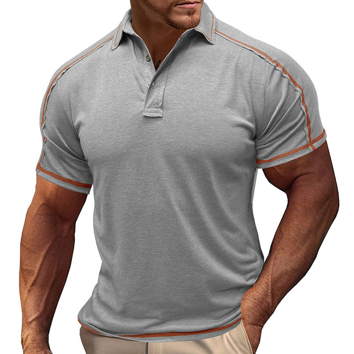 Herren polo-shirt med moderiktiga kontrast sömmar Mirla-Eva Jonsson