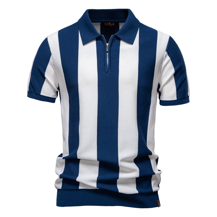 Herren polo-shirt med modernt randmönster och högkvalitativ bomullsblandning Eva Jonsson-Eva Jonsson