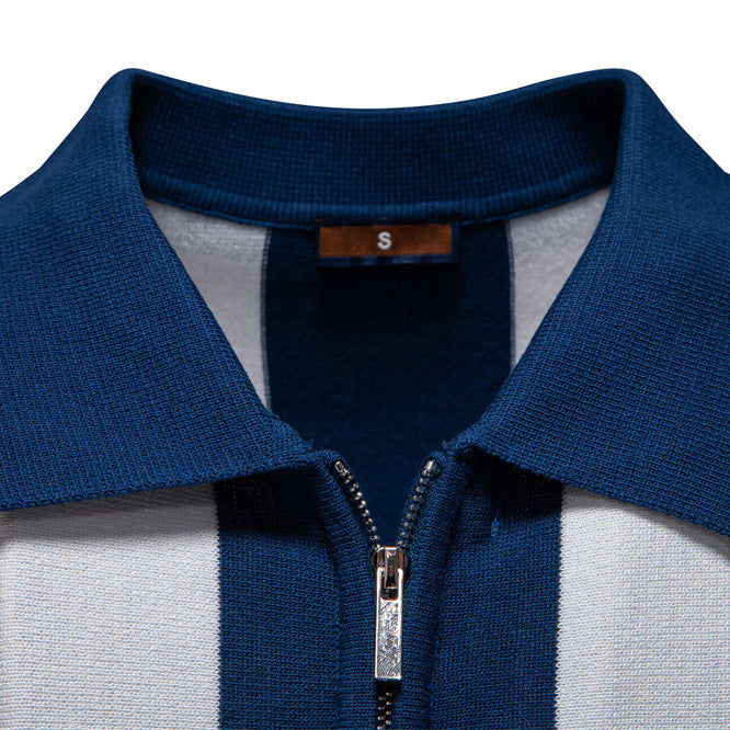 Herren polo-shirt med modernt randmönster och högkvalitativ bomullsblandning Mirla-Eva Jonsson