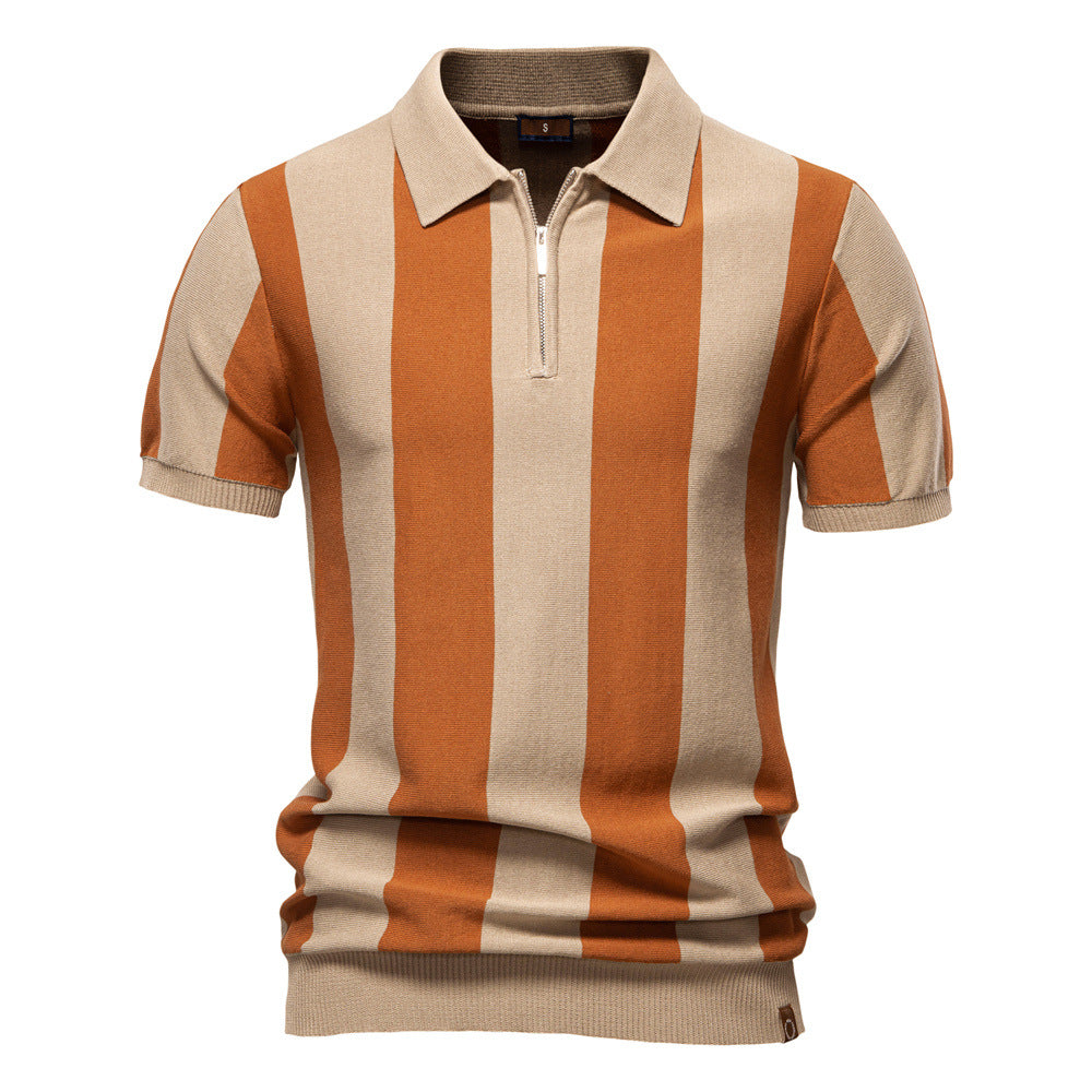 Herren polo-shirt med modernt randmönster och högkvalitativ bomullsblandning Mirla-Eva Jonsson