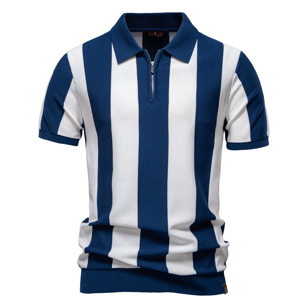 Herren polo-shirt med modernt randmönster och högkvalitativ bomullsblandning Mirla-Eva Jonsson