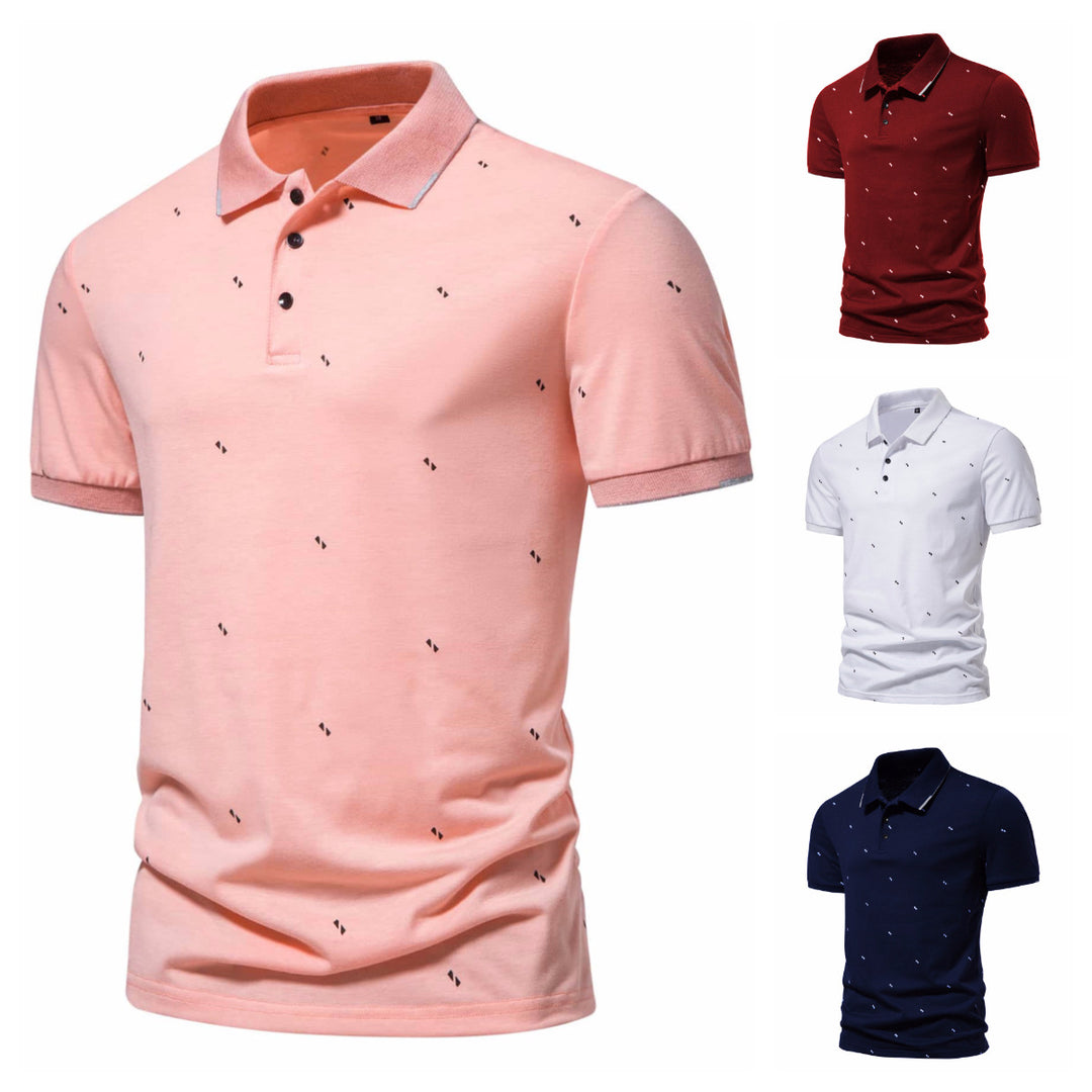 Herren polo shirt med modernt tryck och högkvalitativt bomulls material Mirla-Eva Jonsson