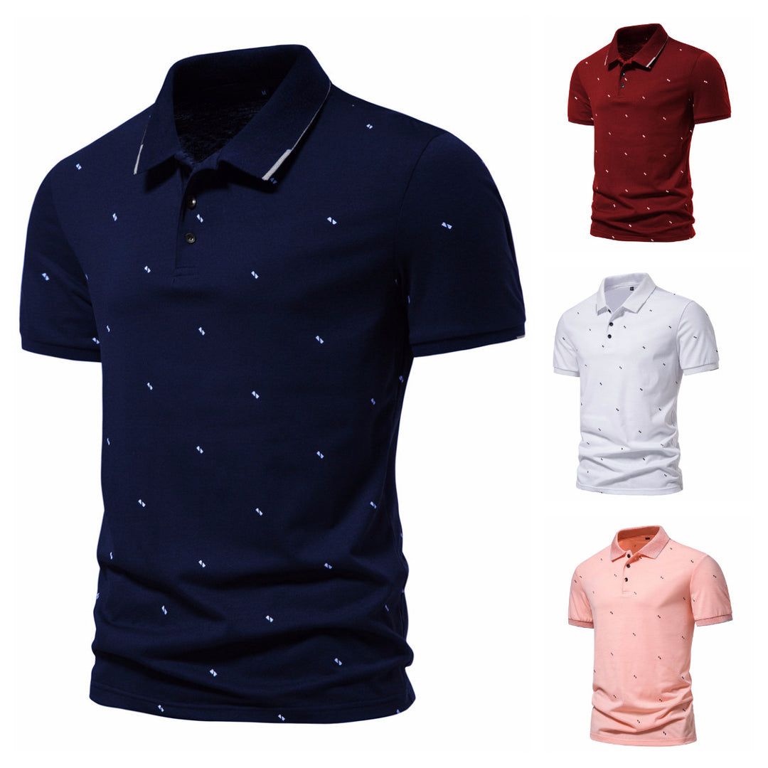 Herren polo shirt med modernt tryck och högkvalitativt bomulls material Mirla-Eva Jonsson