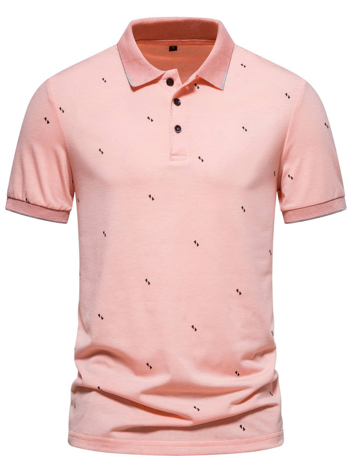 Herren polo shirt med modernt tryck och högkvalitativt bomulls material Mirla-Eva Jonsson
