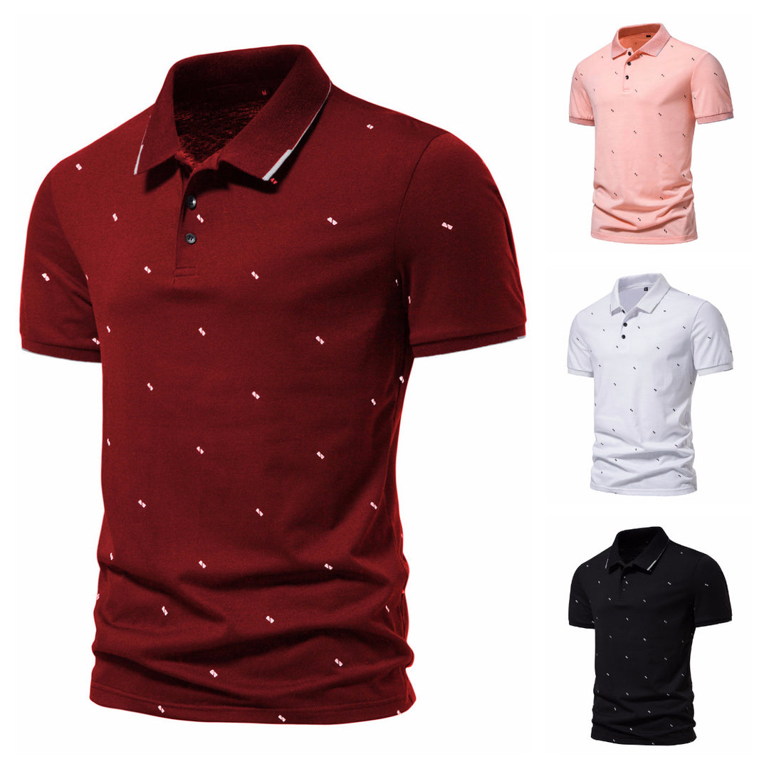 Herren polo shirt med modernt tryck och högkvalitativt bomulls material Mirla-Eva Jonsson