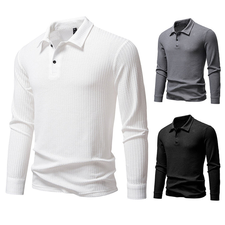 Herren polo shirt med strukturerad yta och modern krage Mirla-Eva Jonsson