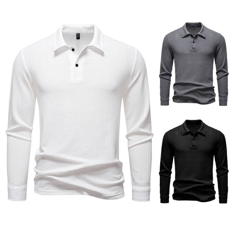 Herren polo shirt med strukturerad yta och modern krage Mirla-Eva Jonsson