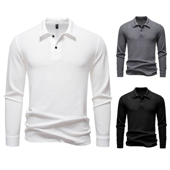 Herren polo shirt med strukturerad yta och modern krage Mirla-Eva Jonsson