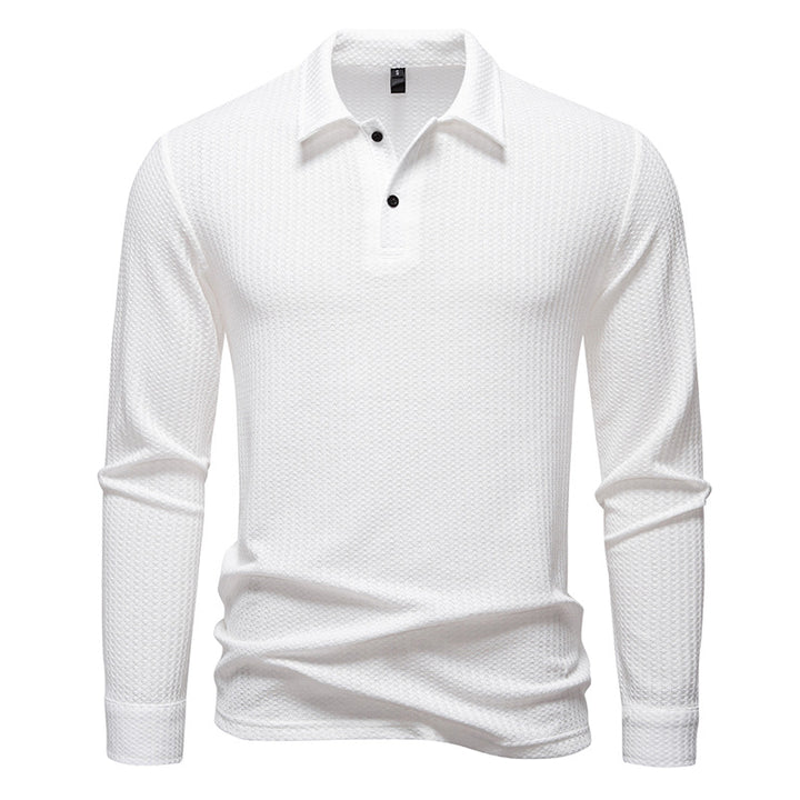 Herren polo shirt med strukturerad yta och modern krage Mirla-Eva Jonsson