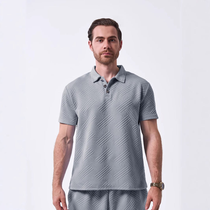 Herren polo shirt med strukturerat mönster Mirla-Eva Jonsson