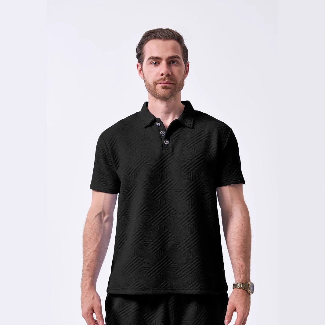 Herren polo shirt med strukturerat mönster Mirla-Eva Jonsson