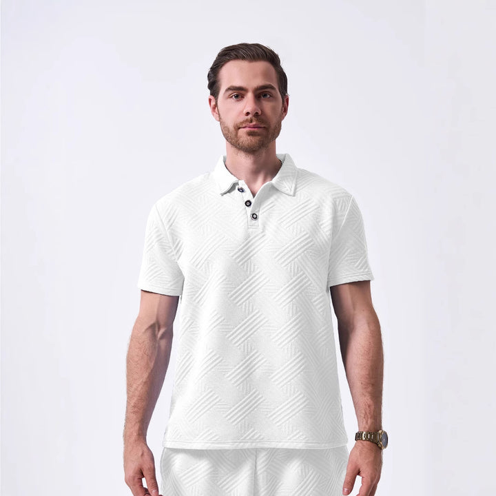 Herren polo shirt med strukturerat mönster Mirla-Eva Jonsson