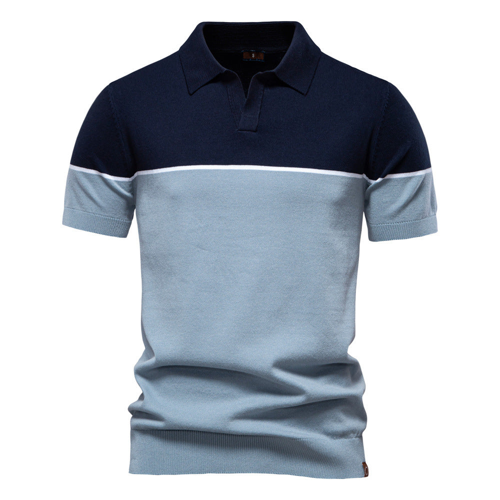 Herren polo skjorta med kontrasterande färgblockdesign och högkvalitativ piqué-textur Eva Jonsson-Eva Jonsson