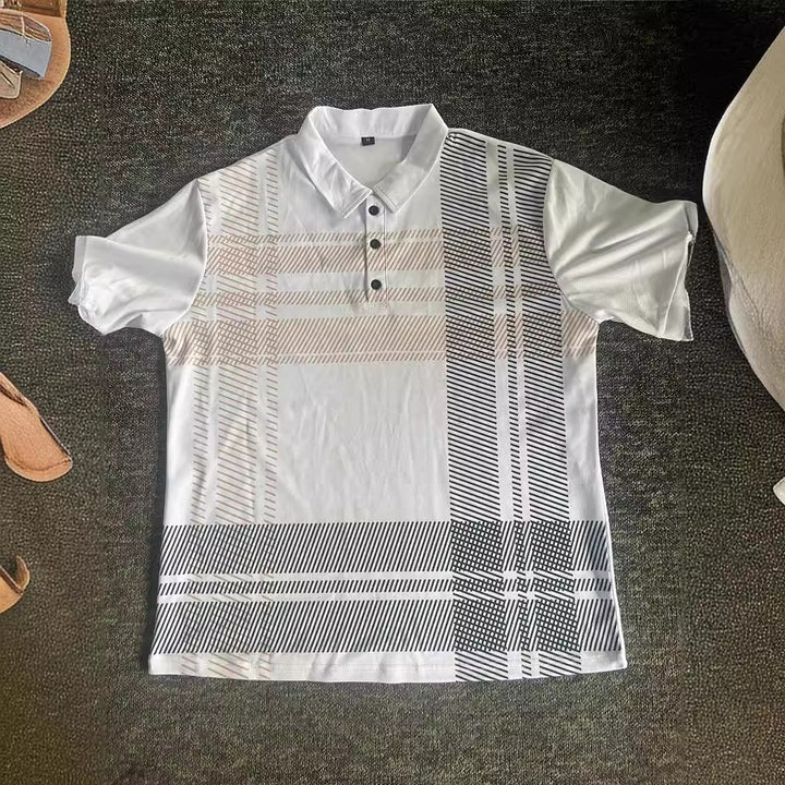 Herren polo skjorta med modernt randigt design Mirla-Eva Jonsson