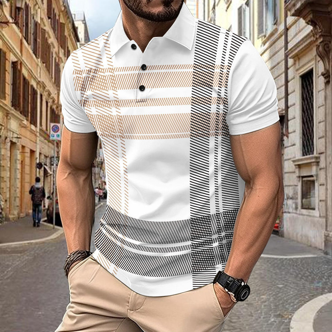 Herren polo skjorta med modernt randigt design Mirla-Eva Jonsson