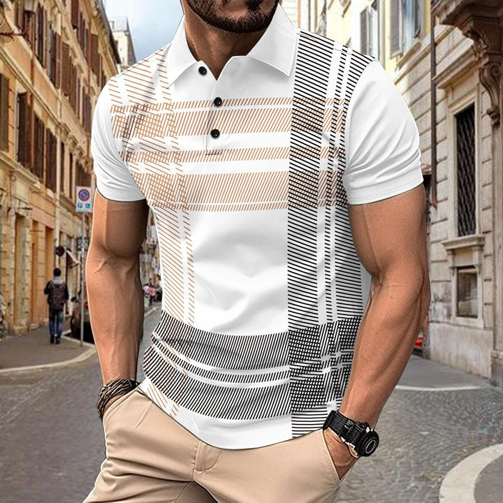 Herren polo skjorta med modernt randigt design Mirla-Eva Jonsson