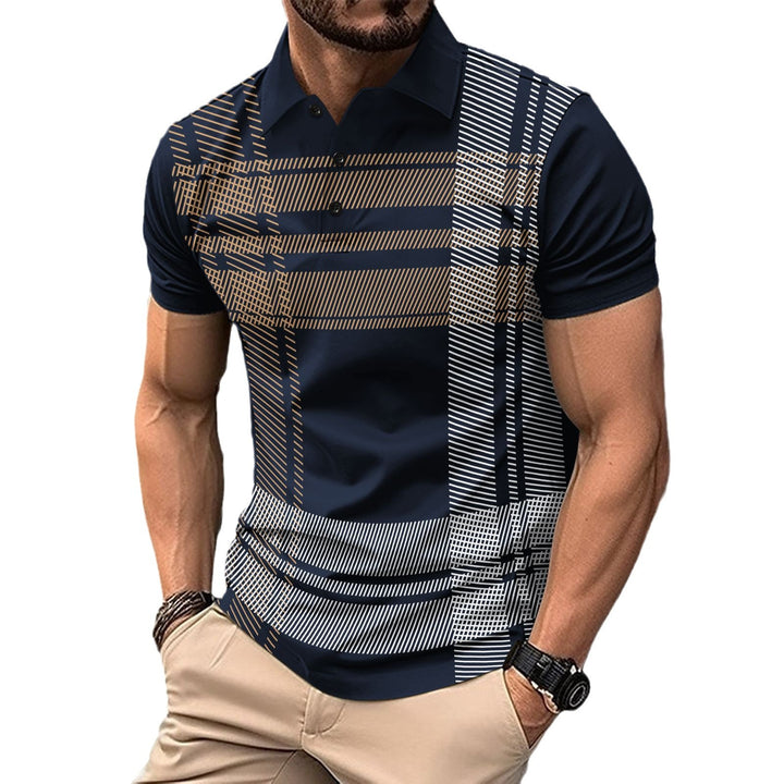 Herren polo skjorta med modernt randigt design Mirla-Eva Jonsson