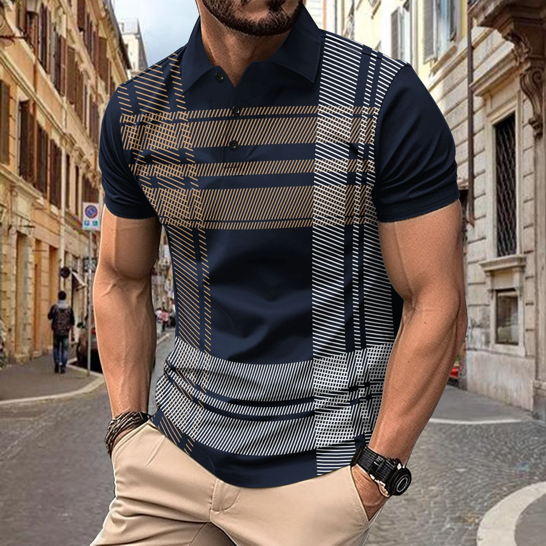 Herren polo skjorta med modernt randigt design Mirla-Eva Jonsson