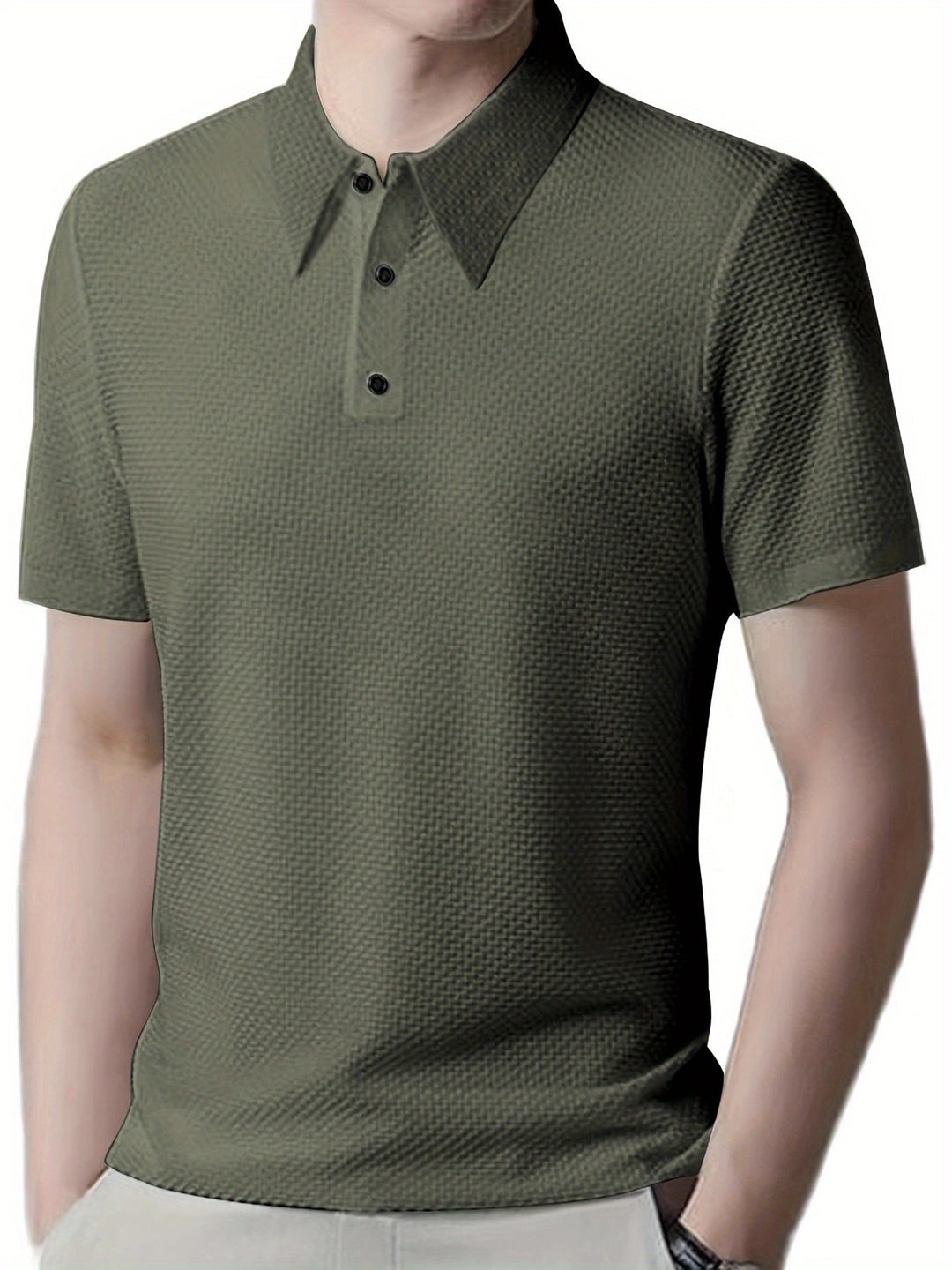 Herren polo skjorta med strukturerad design och andningsbar textur Eva Jonsson-Eva Jonsson