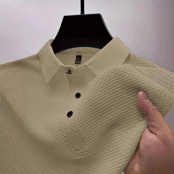 Herren polo skjorta med strukturerad design och andningsbar textur Eva Jonsson-Eva Jonsson