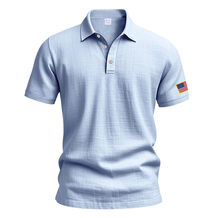 Herren polo skjorta med strukturerad design och kontrastknapp Eva Jonsson-Eva Jonsson